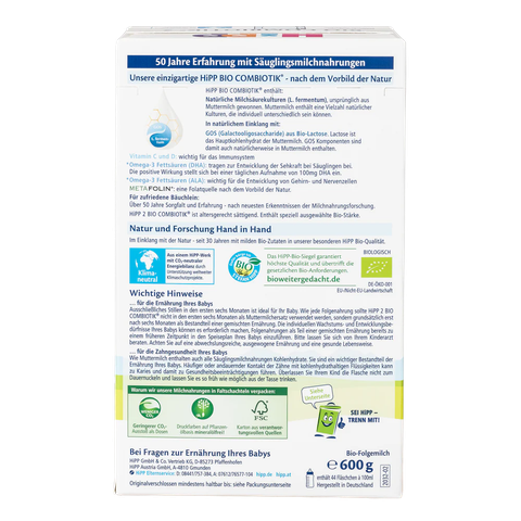 Sữa Hipp Combiotik nội địa Đức 600g số 2 (6-10 tháng)