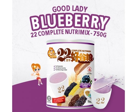 Bột ngũ cốc dinh dưỡng 22 Complete Nutrimix - Blueberry (Việt quất) 750g - Hộp thiếc