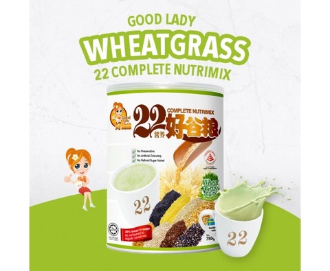 Bột ngũ cốc dinh dưỡng 22 Complete Nutrimix - Wheat Grass (Mầm lúa mì) 750g - Hộp thiếc