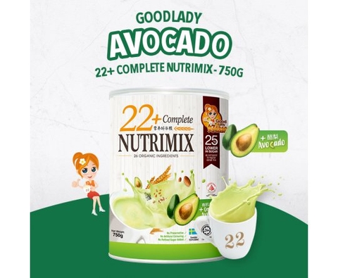 Bột ngũ cốc dinh dưỡng 22+ Complete Nutrimix - Organic Avocado (Bơ) 750g - Hộp thiếc