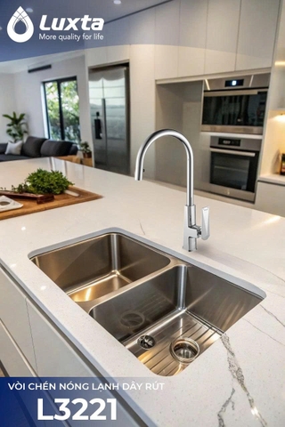 ✨ VÒI CHÉN NÓNG LẠNH DÂY RÚT LUXTA L3221 – Linh Hoạt Cho Căn Bếp Hiện Đại ✨