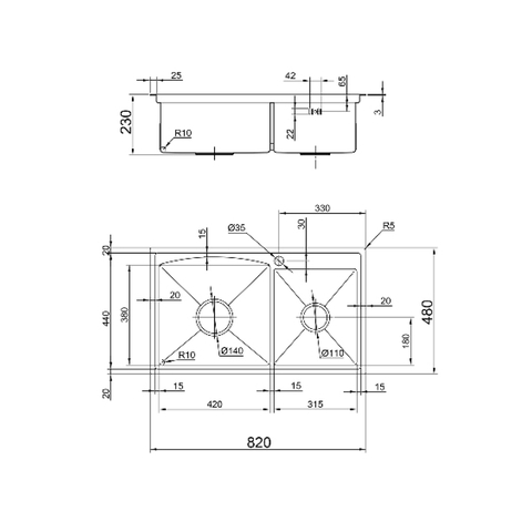 Chậu inox Luxta LC8248-3.0