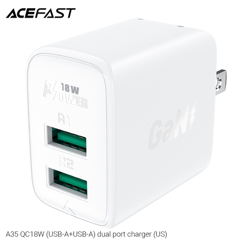 Sạc ACEFAST QC18W 2 cổng USB-A (US) - A35