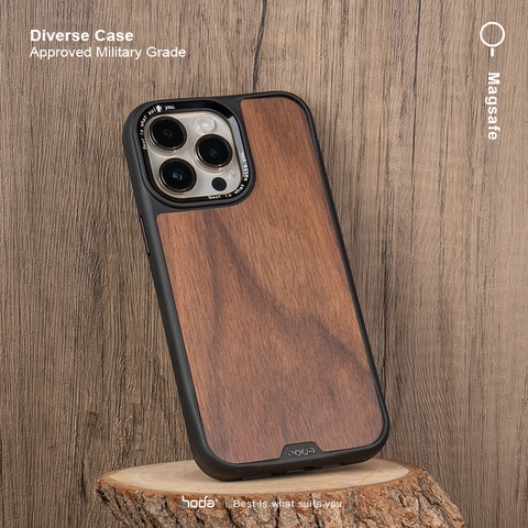Ốp lưng Diverse w Magsafe HODA cho iPhone 15 series (Walnut/Kevlar)