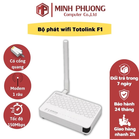 Router Wi-Fi TOTOLINK F1 Quang Chuẩn N 150Mbps 4 Cổng LAN