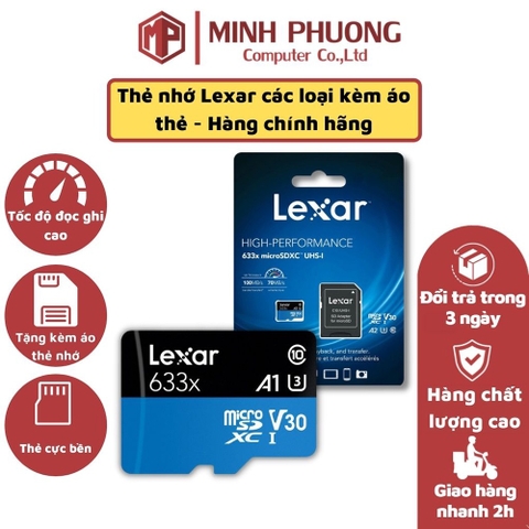 Thẻ Nhớ Lexar 32GB - 64GB - 128GB MicroSDXC 633x A1 V30 95/45 MBs