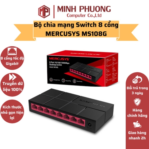 Bộ Chia Mạng Switch 8 Cổng MERCUSYS MS108G 10/100/1000 Mbps