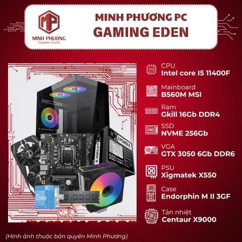 Bộ máy tính bàn - linh kiện PC Gaming (I5-11400F/ 2x8GB/ SSD 256GB/ RTX 3050/ No OS)