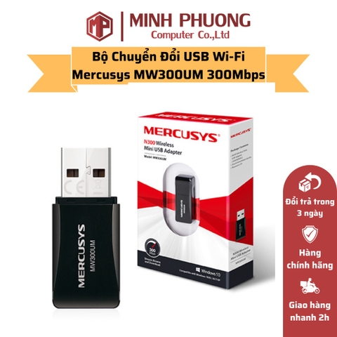 Bộ Chuyển Đổi USB Wi-Fi Mercusys MW300UM Tốc Độ 300Mbps