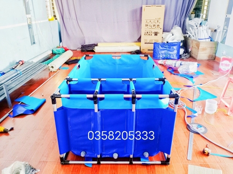 Bể bạt nuôi cá Koi 3 ngăn lọc dài 2m x 1m x 0,8m