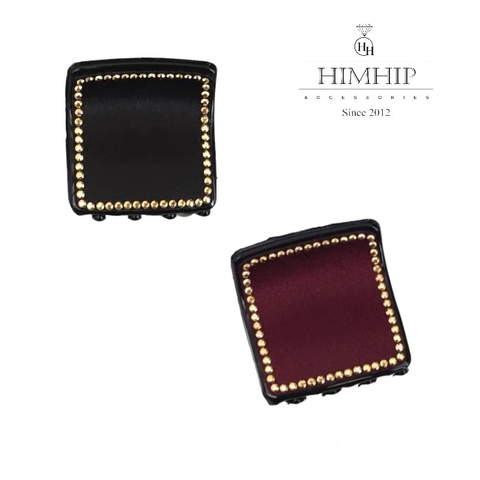 Kẹp Càng Cua HimHip Composite Viền Đá Mặt Vuông Basic Nhẹ Nhàng 8 Răng 4x4cm