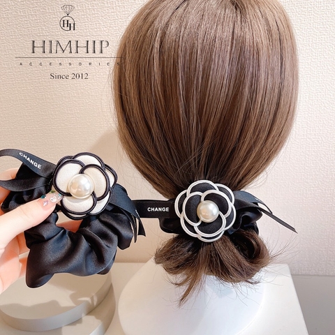 Dây Buộc Tóc Scrunchies Change Hoa Đính Ngọc Sang Trọng 6*6cm