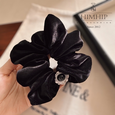 Dây Buộc Tóc Scrunchies Đính Đá Sang Trọng 4cm