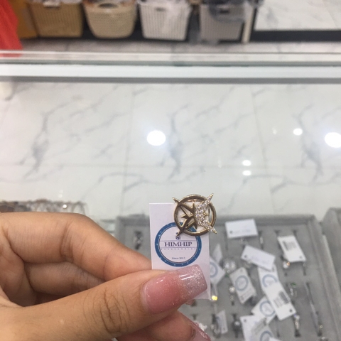 Pin cài cúc vòng tròn tia sáng đính đá nam nữ 1 cm