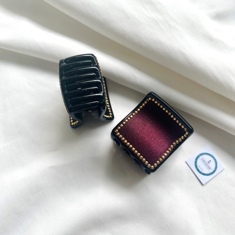 Kẹp Càng Cua HimHip Composite Viền Đá Mặt Vuông Basic Nhẹ Nhàng 8 Răng 4x4cm