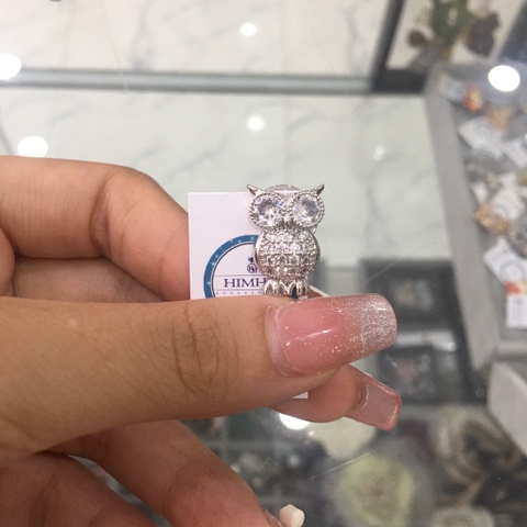 Pin cài cúc nam nữ cú nhỏ đính đá đáng yêu 1.5cm