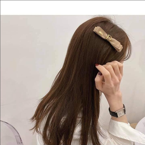 [new] Kẹp mỏ vịt nơ kép chữ D thanh lịch 9cm