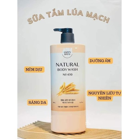 SỮA TẮM HAPPY BATH NATURAL LÚA MẠCH 900G - MẪU MỚI