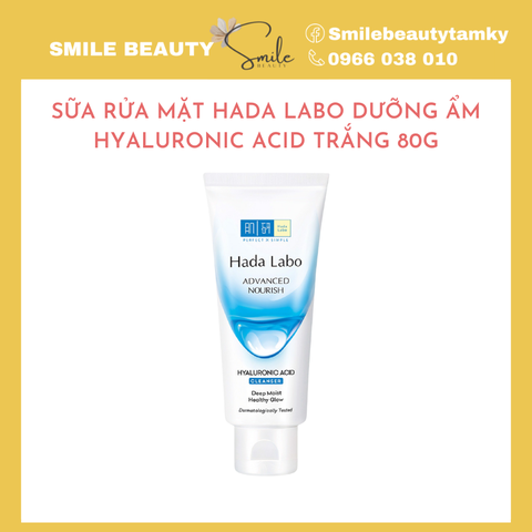 Sữa Rửa Mặt Hada Labo Dưỡng Ẩm Hyaluronic Acid Trắng 80g