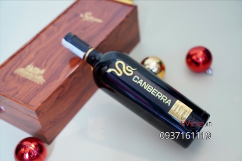 Hộp gỗ sơn mài 1 chai Úc CANBERRA NHÃN RẮN VÀNG