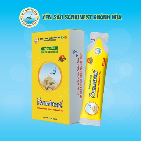 Tinh Chất Yến Sào Khánh Hòa Sanvinest Không Đường, Túi 25ml – Dinh Dưỡng Toàn Diện Dành Cho Người Cao Tuổi