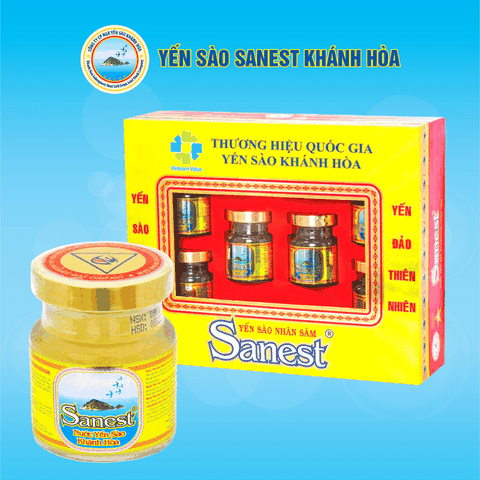 Nước Yến sào Khánh Hòa Sanest Fucoidan Nhân sâm 70ml, Hộp 6 lọ - 700H6