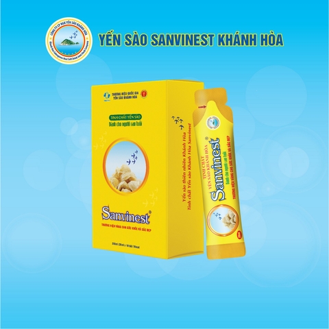 Tinh chất Yến sào Khánh Hòa Sanvinest DÀNH CHO NGƯỜI CAO TUỔI túi 20ml, Hộp 10 túi, hấp thu dưỡng chất nhanh chóng.