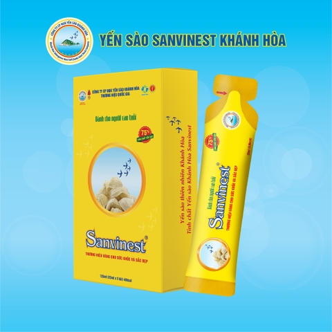 Tinh chất Yến sào Khánh Hòa Sanvinest túi 25ml Có đường dành cho người cao tuổi, tiện lợi khi sử dụng, hấp thụ tối đa dưỡng chất.