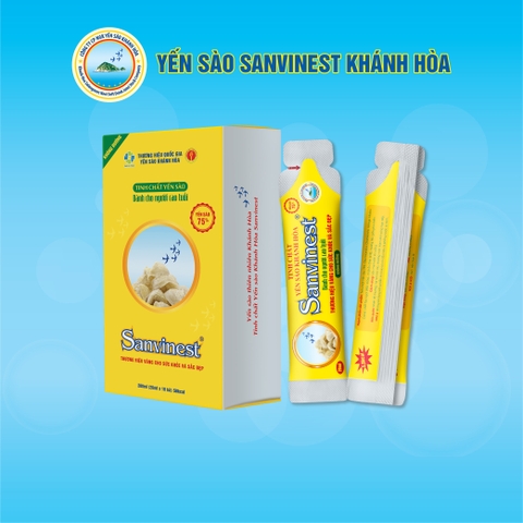 Tinh chất Yến sào Khánh Hòa Sanvinest Không đường dành cho Người cao tuổi, túi 20ml - Hộp 10 túi