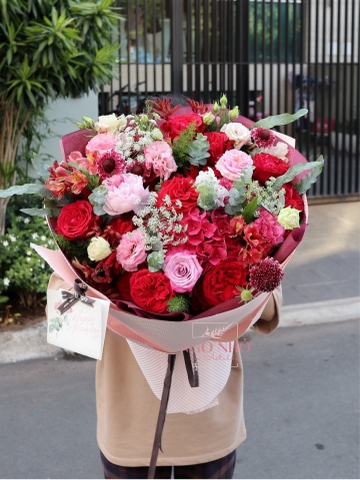 Bó Hoa Tone Đỏ 046 - Mẫu Đơn (Peony)
