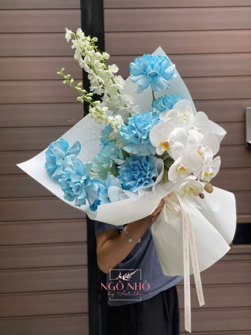 Bó Hồng Sky Blue (Ecuador) Mix Delphinium, Lan Hồ Điệp