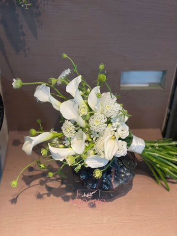 Bó Hoa Cưới Callalily Rum Trắng Mix Sao Trắng, Thúy Châu