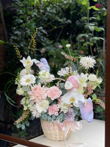 Giỏ Hoa Tông Hồng Pastel 700