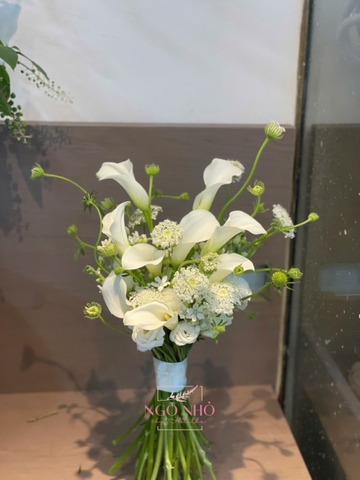 Bó Hoa Cưới Callalily Rum Trắng Mix Sao Trắng, Thúy Châu