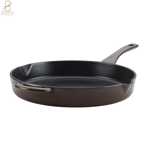 Chảo gang Ayesha Cury kích thước 30cm Thương hiệu USA - Màu Nâu Đất
