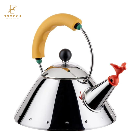 Ấm đun nước quai vàng 1L Alessi - 9093/1