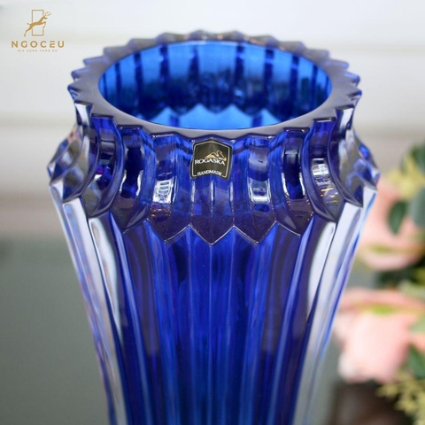 Bình hoa Rogaska Crown Jewel 25cm - Màu xanh dương