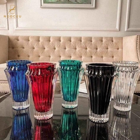 Bình hoa Rogaska Crown Jewel 25cm - Màu xanh