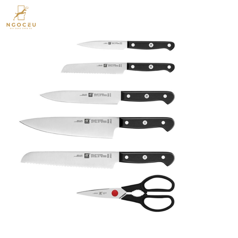 Bộ dao 7 món tự mài Zwilling Gourmet - Màu đỏ