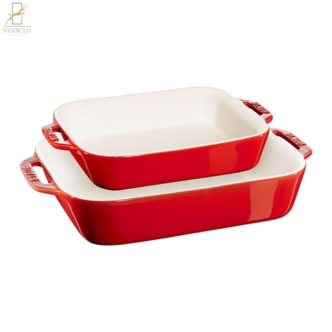 Bộ khay nướng chữ nhật Staub 2 chiếc – Màu Đỏ