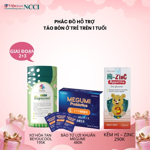 Phác đồ hỗ trợ táo bón ở trẻ trên 1 tuổi. Giai đoạn 2 và gia đoạn 3