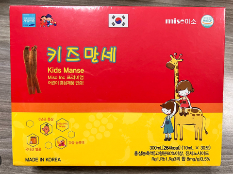 NƯỚC HỒNG SÂM TRẺ EM KIDS MANSE MISO INC HÀN QUỐC