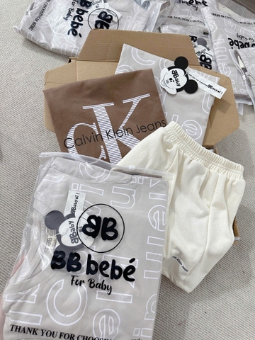 CB216-SEt 2 áo cotton +1 quần màu be C.KEY trẻ em