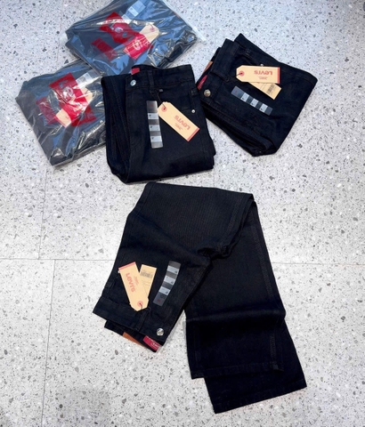 QUAN039- quần jeans đen suông nhà máy full tem dài 98-103cm