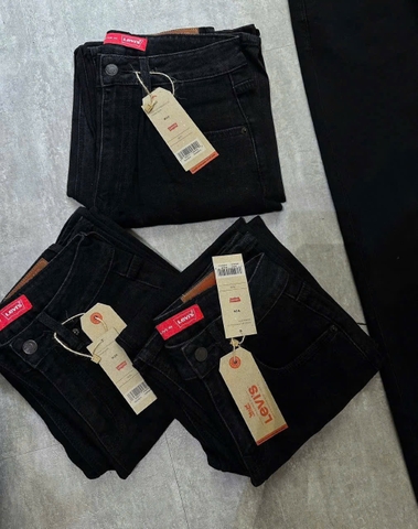 QUAN039- quần jeans đen suông nhà máy full tem dài 98-103cm