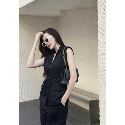 SET303-Set áo tay hến đệm phai phối quần suông rộng