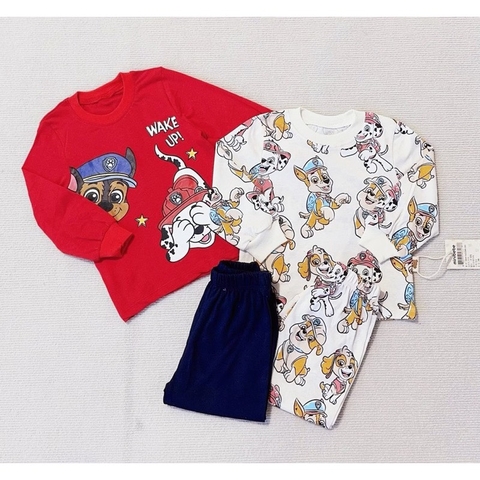 9-27kg Set 2 bộ thun díp dài tay bé trai in hình cún cứu hộ đỏ be-CB159