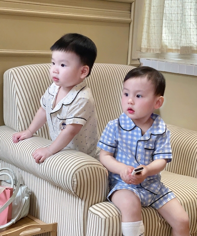 CB245-Combo 2 bộ PIJAMA kẻ karo chạy viền trẻ em chất đũi tằm