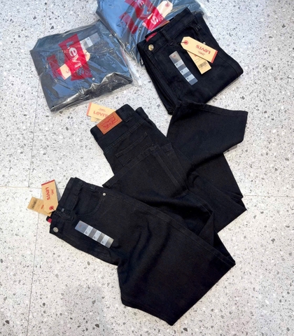 QUAN039- quần jeans đen suông nhà máy full tem dài 98-103cm