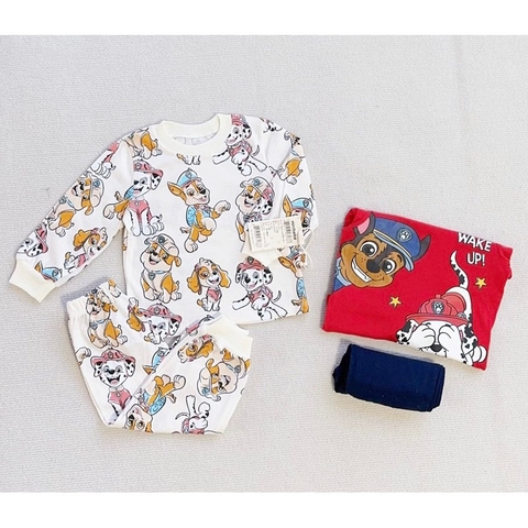 9-27kg Set 2 bộ thun díp dài tay bé trai in hình cún cứu hộ đỏ be-CB159